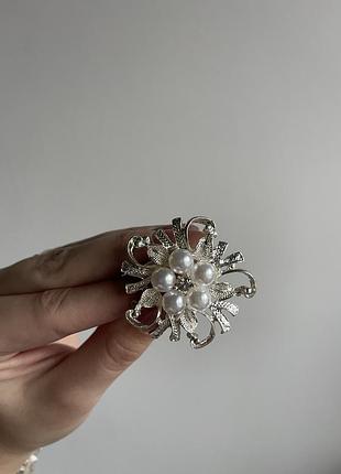 Металева брошка квітка сніжинка