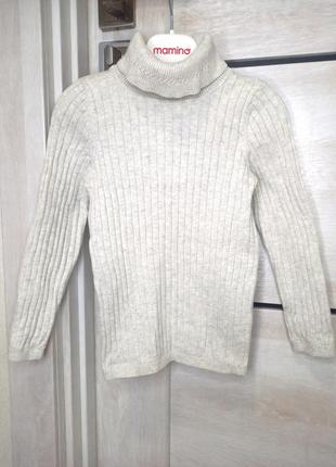 Плотная школьная эластичная водолазка гольф гольфик свитер под горло бежевый для девочки 6-7 лет