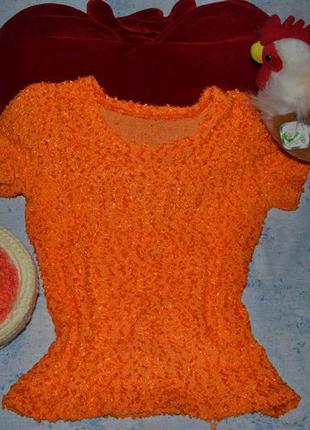 Трендовая   стрейчевая ярко-оранжевая ( маркерная ) футболочка