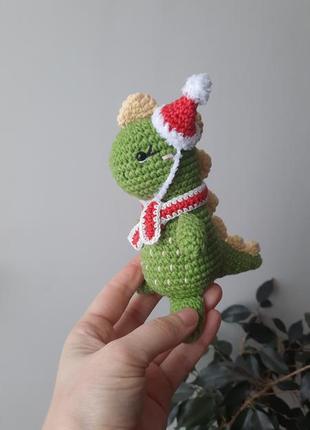 Динозавр игрушка, вязаный динозавр, детская игрушка, для младенцев, подарок, декор, новогодняя игрушка, декор, ручная работа, мягкий динозавр