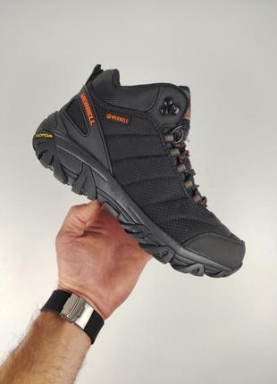 Зимові черевики merrell vibram high winter black orange утеплені на хутрі