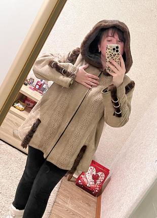 Женская натуральная дубленка с мехом норки