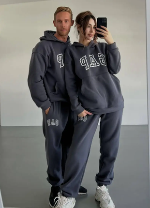 Парные костюмы “gap” худи+джогеры трехнитка на флисе 3 цвета sin824/825-1587aве