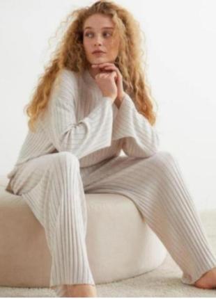 Новые трикотажные палаццо h&m брюки трикотажные брюки рубчик палаццо
