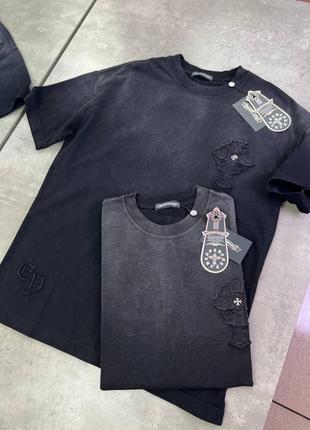 Футболка chrome hearts серая f668