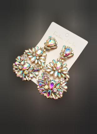 Позолоченные серьги с натуральными кристаллами