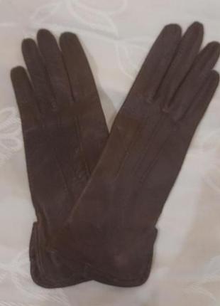 Перчатки, винтаж, нат кожа, на тонкие пальцы и ладонь