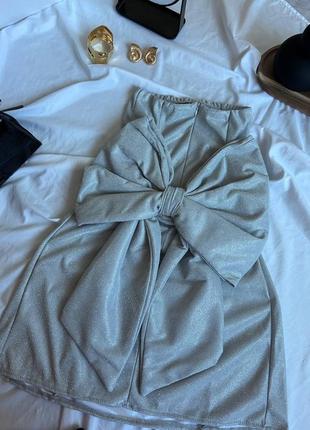 Сукня срібло з бантом(1107)