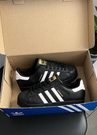 Унисекс кеды adidas superstar 'core black white' женские и мужские