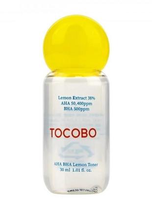 Лимонний тонер для обличчя з кислотами tocobo aha blemon toner 30 ml