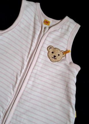 Спальник steiff дитячий теплий трикотажний конверт у рожеву смужку розмір 90