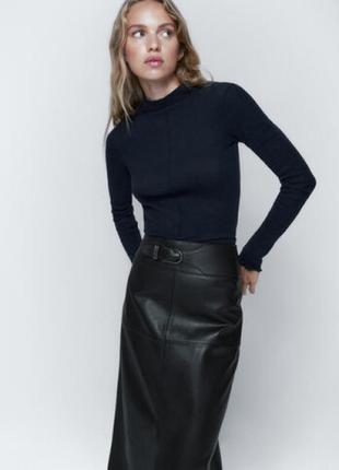Новая кожаная юбка massimo dutti / массимо дутти4 фото