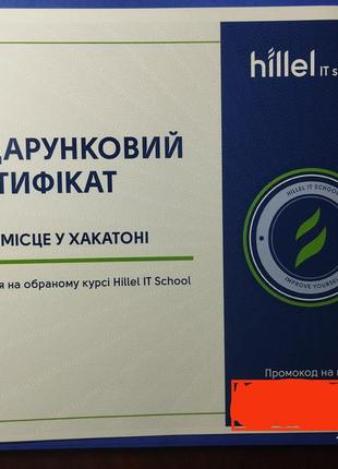 Сертификат на обучение в айте школе hille it school