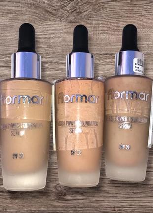 Flormar fusion power foundation serum spf 20 тональна основа для обличчя тональний крем тон 030 light beige 050 ivory sf01 rose