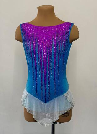 Купальник для акробатичної або художньої гімнастики на змагання та виступи зеленого кольору