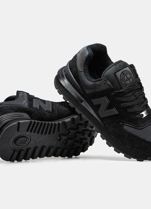 Зимние мужские кроссовки new balance 574 x stone palais black (мех) 41-44