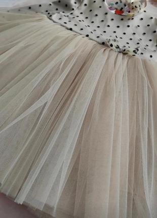 Сукня беж в горошок