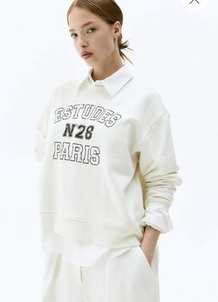 Свитшот на флисе молочного цвета h&m