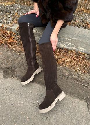 Замшевые сапоги демисезон и зима (бяж, щеколад и черные)