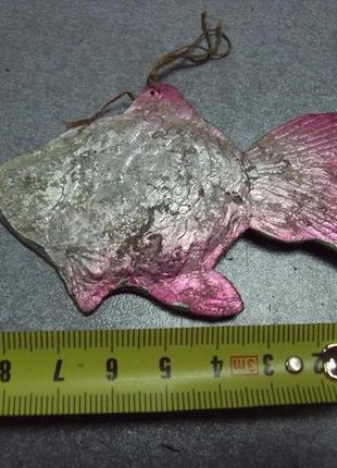 Елочная игрушка подвесная картонаж попугай и рыба рыбка ссср лот 2 шт №10800