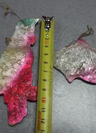 Елочная игрушка подвесная картонаж попугай и рыба рыбка ссср лот 2 шт №10800