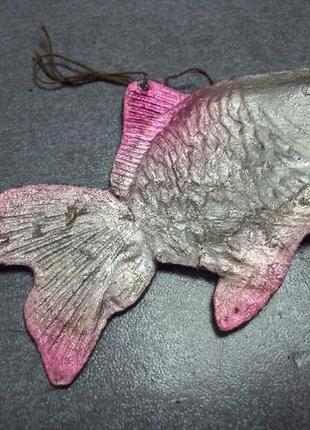 Елочная игрушка подвесная картонаж попугай и рыба рыбка ссср лот 2 шт №10800