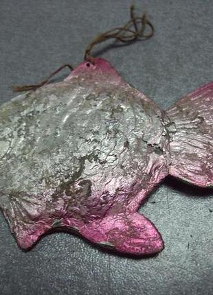 Елочная игрушка подвесная картонаж попугай и рыба рыбка ссср лот 2 шт №10800