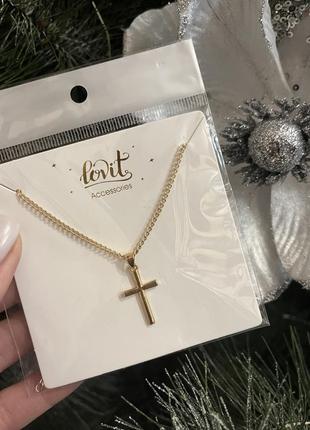 Цепочка с крестиком под золото