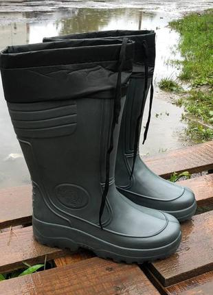 Сапоги мужские резиновые утепленные высокие с подвязкой 43 размер (28,5 см)44р-29см