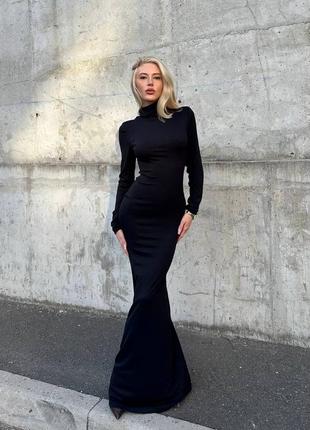 3 кольора/макси платье-гольф в рубчик длинная по фигуре/платье длинное черное бежевое черная бежевая мятное вечерея