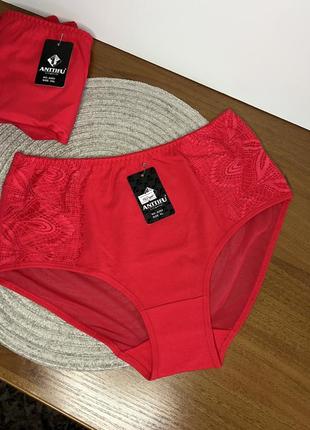 Трусики хлопковые с кружевом и сеточкой