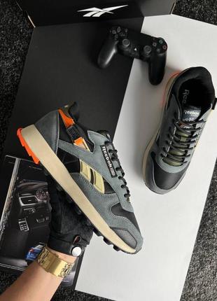 Чоловічі кросівки 👟 reebok classic leather new grey black orange🔥 топова якість 🔥