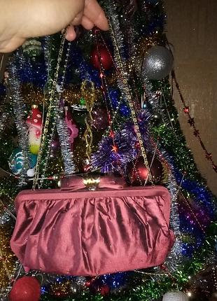 Шовковий клатч-гаманець  на ланцюжку, вінтаж