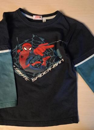 Кофта футболка с рукавами spiderman на мальчика 6 лет