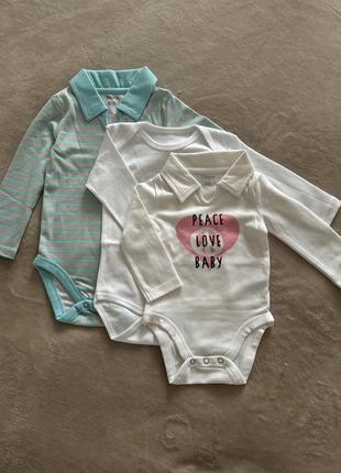 Новые белые боди 6-24 мес