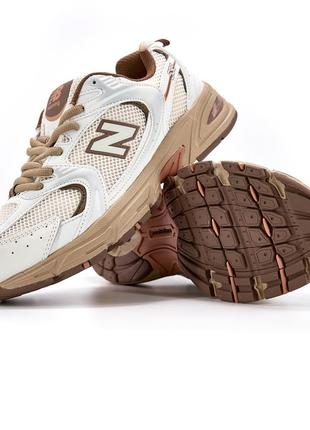 Женские кроссовки new balance 5 3 0 white brown
