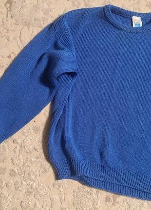Шерстяной, синій, брендовий обьемный светр, шерсть 100%