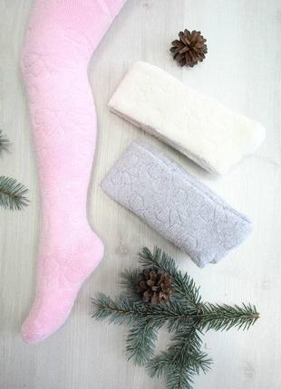 Колготки махровые однотонные "бантики" для девочки pier lone