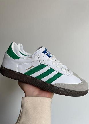 Женские кроссовки adidas samba white green