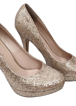 Туфли золотые на каблуке с блестками фотосессии золото стразы туфельки женские каблы платф...