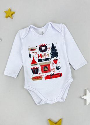 Новогодний боди с начесом, 68 - 86 см