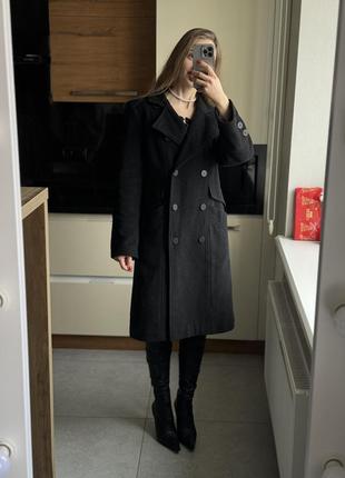 Стильный сірий шерстяної пальто классический тренч очень теплое