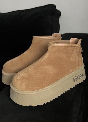 Трендовые замшевые угги / ugg в цвете кемэл / стильные демисезонные угги
