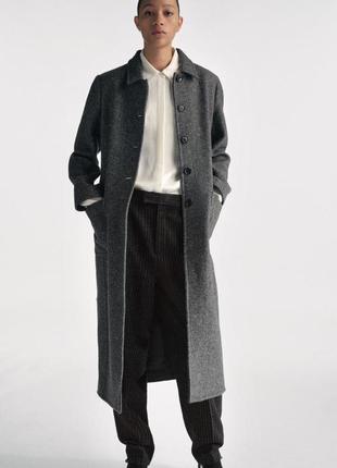 Пальто женское серое шерстяное zara new