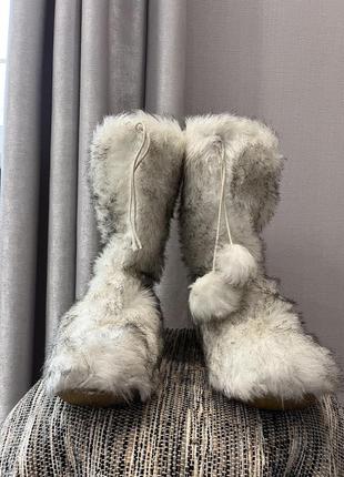 Винтажные сапоги с мехом в стиле йоти y2k