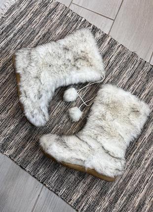 Винтажные сапоги с мехом в стиле йоти y2k