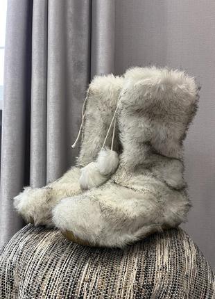 Винтажные сапоги с мехом в стиле йоти y2k