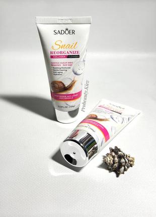 100 г пенка с муцином улитки и коллагеном для умывания sadoer snail collagen probeauty