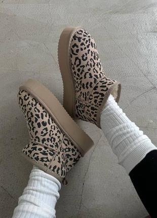 Угги угги угг gg ultra mini platform beige leopard suede4 фото