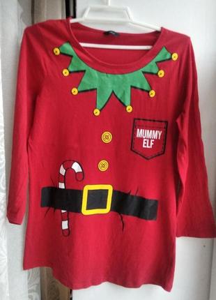 M&co реглан світшот новогодний ельф 12-13-14 лет 152-158-164 см